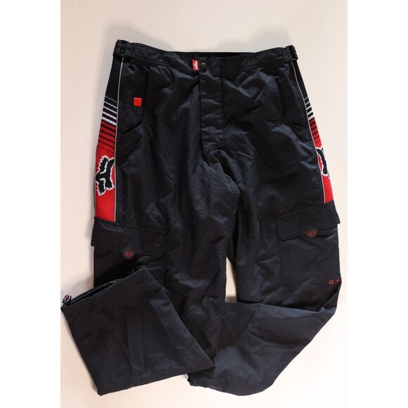 Vintage Y2K Fox Racing Men's Logo Red Black Moto Racing Cargo Pants Size 38 - Picture 1 of 15